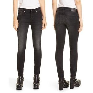 R13 Black Coated Skinny Alison Crop Jeans 25